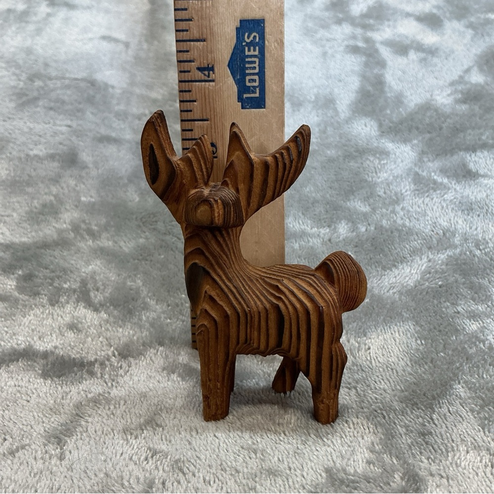vintage wood grain carved reindeer buck sculpture MCM - Picture 3 of 10